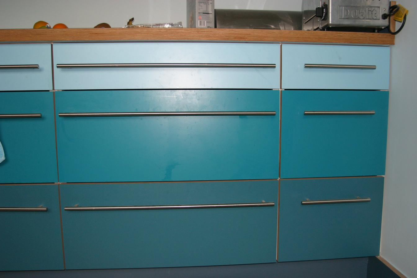 Detail of shaded laminate drawer front
